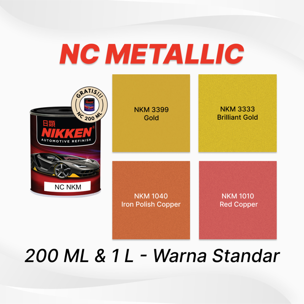 NIKKEN NKM NC Metallic - Warna Standar - Cat Duco Mobil Motor Kayu Besi - Gold / Brilliant Gold / Ir