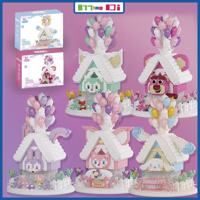 Mainan Anak Perempuan Sanrio Cinnamonroll Melody Lotso Balon Castle Balok Susun Gift Toy Puzzle