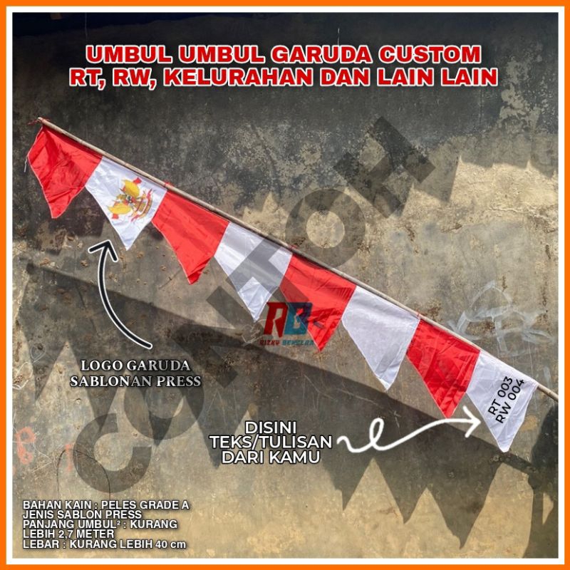 Custom Umbul Umbul Garuda Tulisan RT/RW DLL Min Order 20Pcs