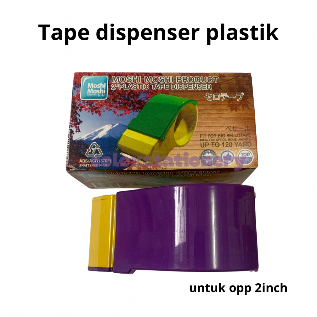 

Tempat Lakban OPP / Tape Dispenser / Cutter Pemotong Ukuran 2 Inch Bahan Plastik Moshi Moshi