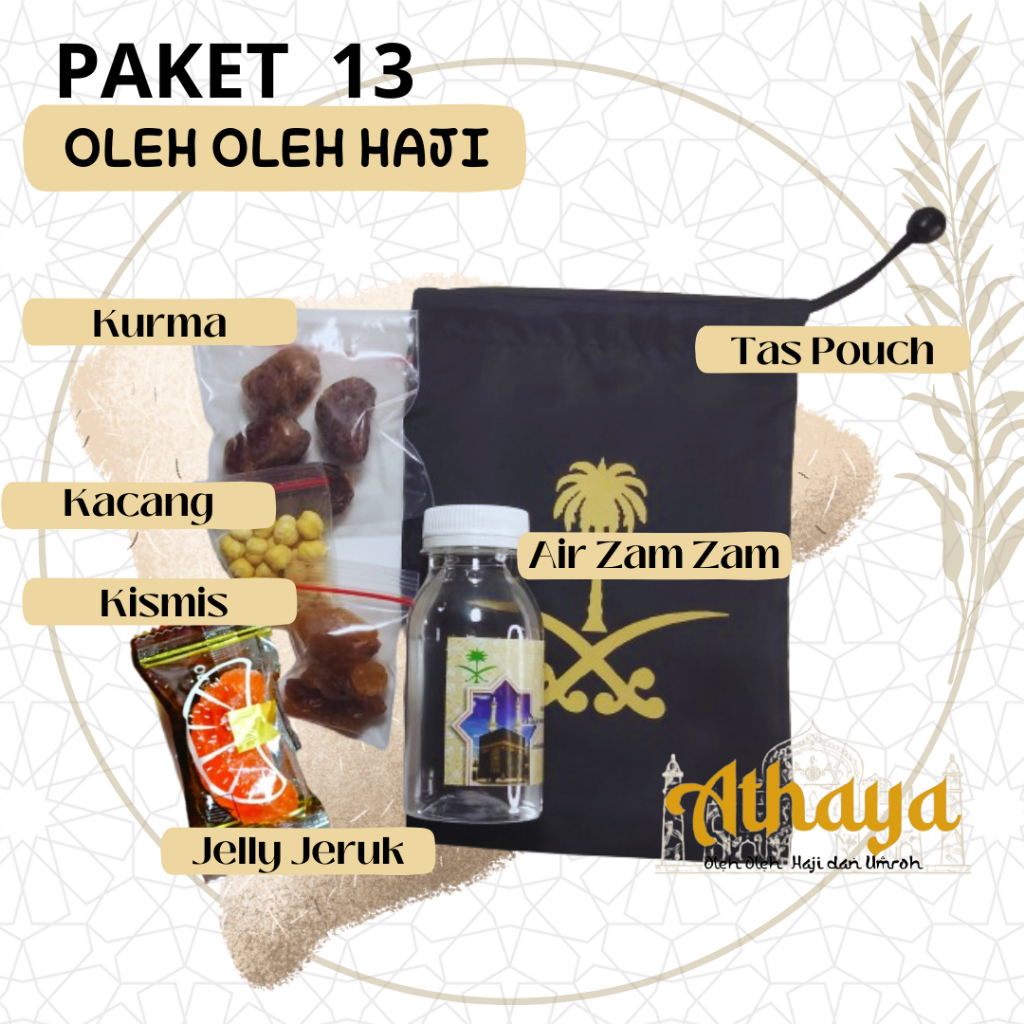 

Paket 13 Pouch Oleh-oleh haji dan umroh/Pasuhe+Jelly jeruk