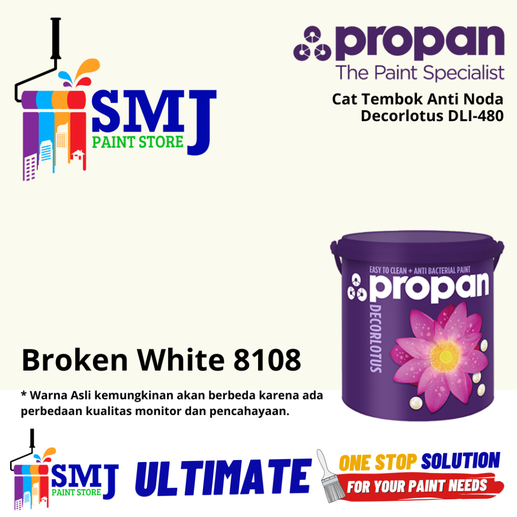 Cat Tembok Anti Noda PROPAN DECORLOTUS DLI 480 Broken White 8108 20L