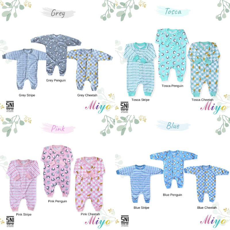 Miyo Sleepsuit Buka Kaki Print / Baju Kodok Buka Kaki / Baju Anak Newborn / Sleepsuit Motif