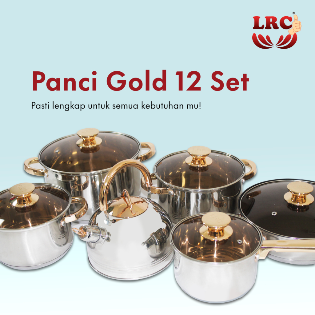 Panci Stainless Set Gold 12pcs LRC