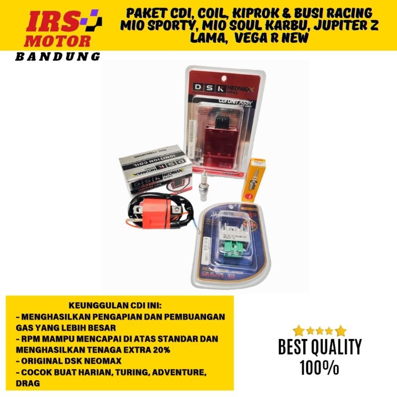 PAKET UPGRADE PENGAPIAN BESAR CDI KOIL KIPROK BUSI RACING MIO SPORTY JUPITER Z VEGA R NEW MIO SOUL K
