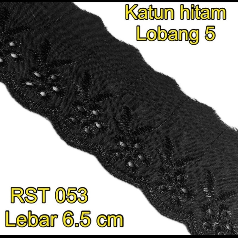 PER METER RENDA KATUN WARNA HITAM LEBAR 6,5CM
