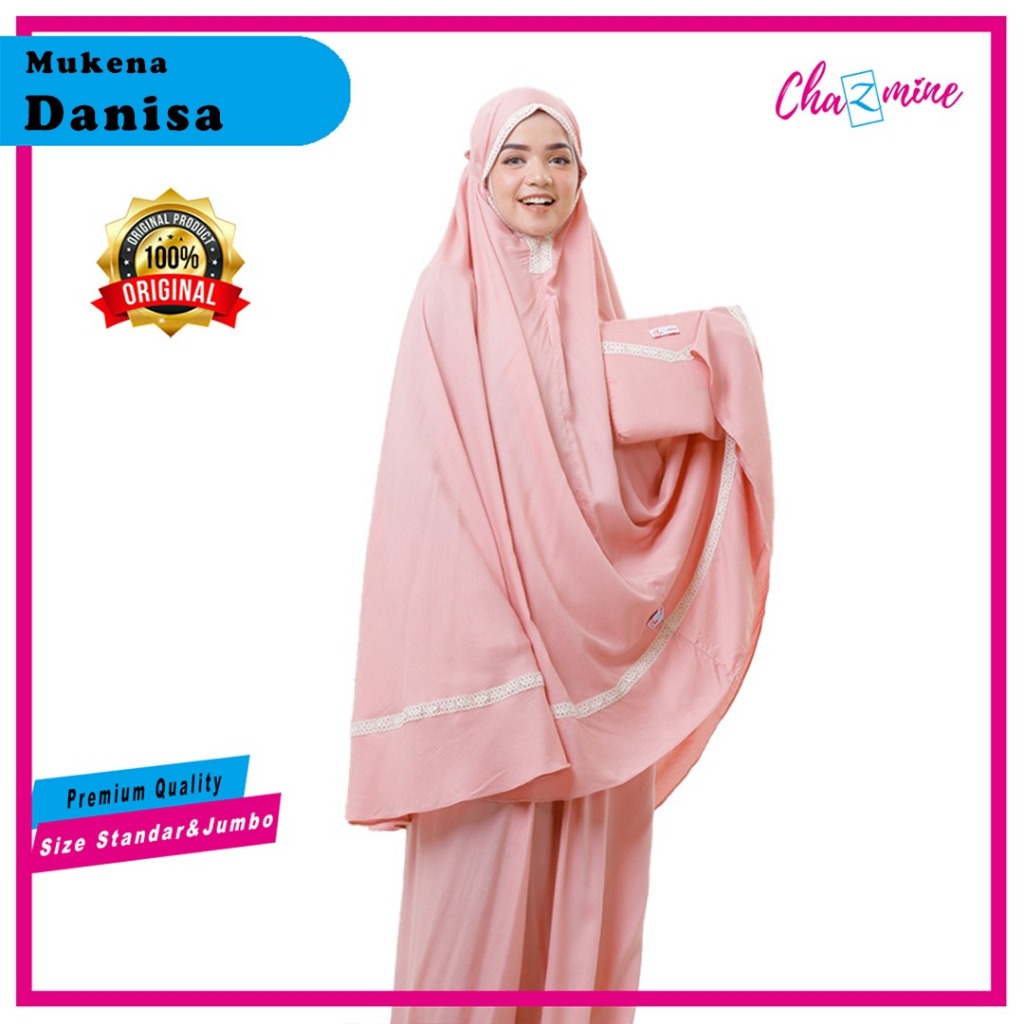 CHAZMINE - Danisa Mukena Dewasa 2 Fungsi Jumbo Standar Resleting Dagu Katun Rayon