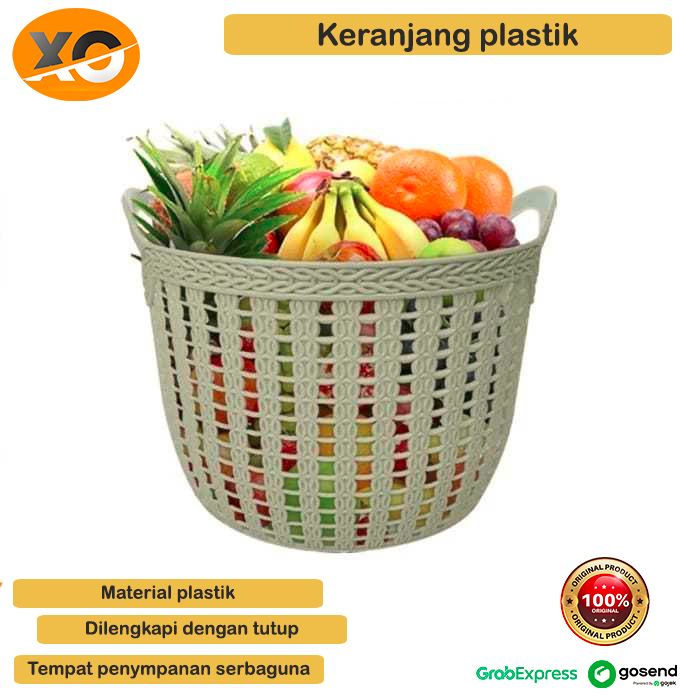 Keranjang Plastik Tutup Keranjang Bulat Plastik Storage Serbaguna Keranjang Topas Souvenir Termurah 