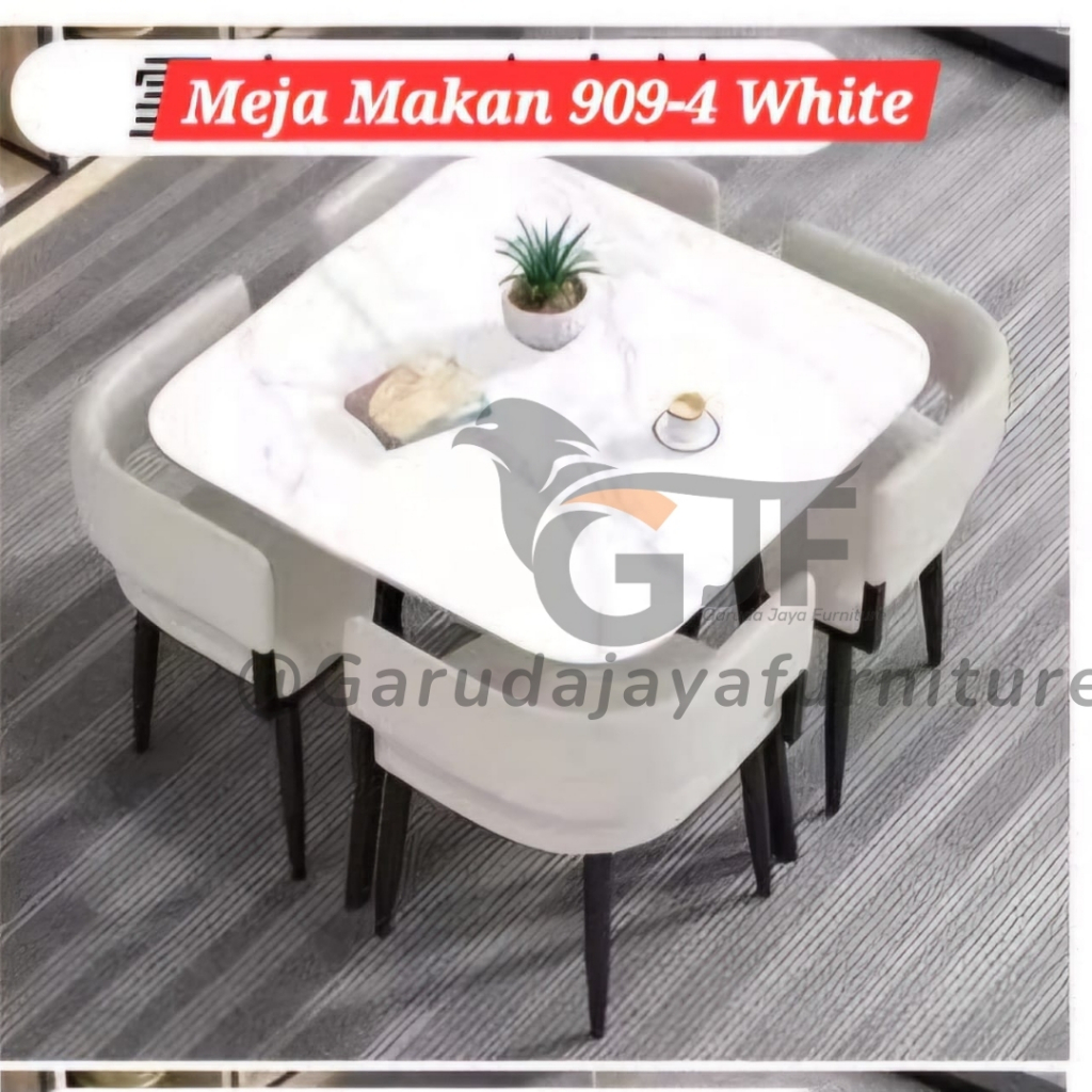 MEJA MAKAN HEMAT RUANG/MEJA MAKAN 4 KURSI/MEJA MAKAN MOTIF GRANIT DENGAN DUDUKAN EMPUK MINIMALIS PUT