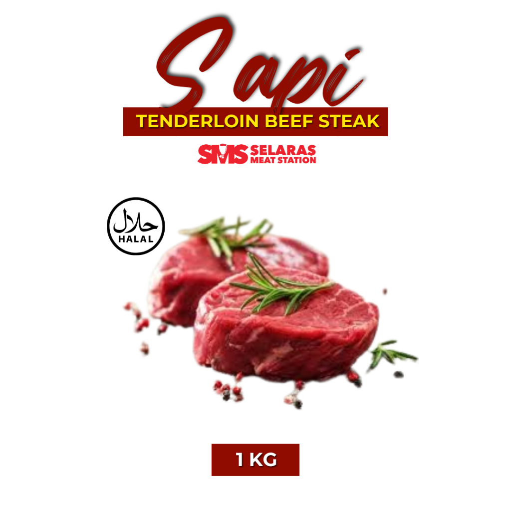 

Beef Tenderloin Steak AUS Grade A/Daging Sapi Has Dalam 1 Kg Frozen Tangerang