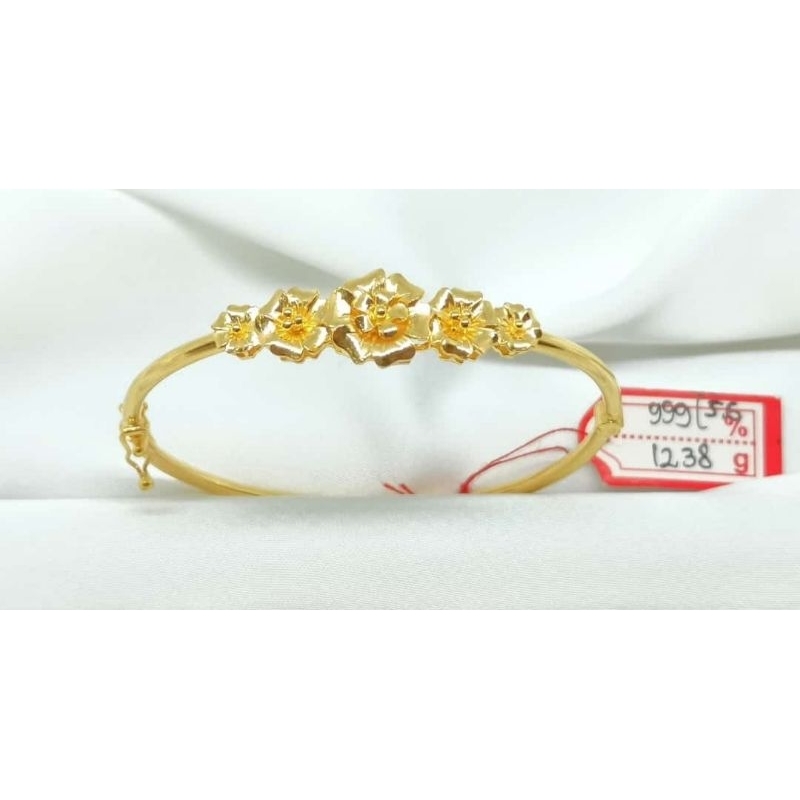 Gelang bangle emas 24k bunga