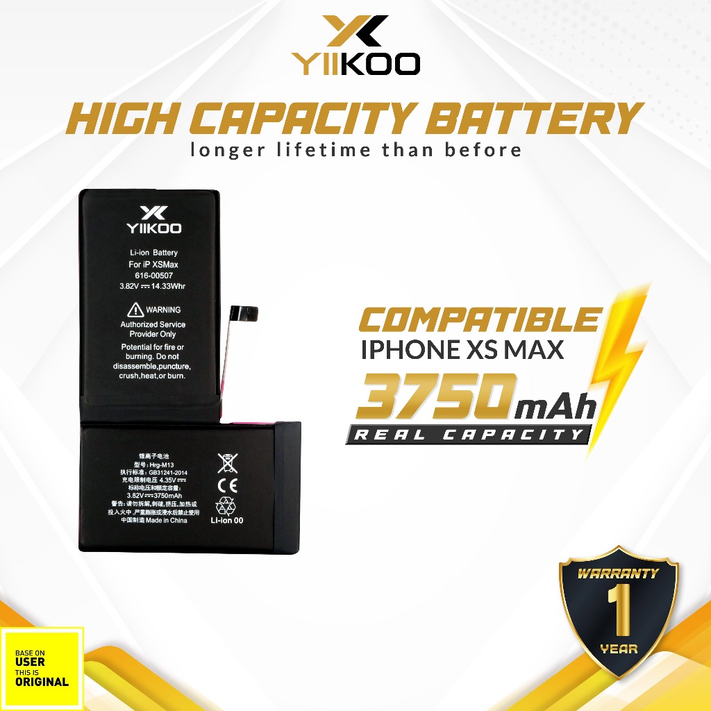 YIIKOO Baterai Iphone XS MAX High Capacity Battery Batre Batrai Dual Double Power HP Handphone Apple