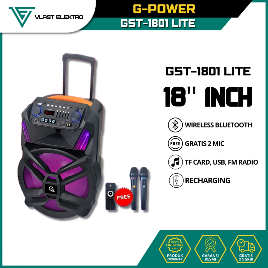 G-power Speaker Portable Battery GST 1801 Lite Speaker 18inch Super Bass Original