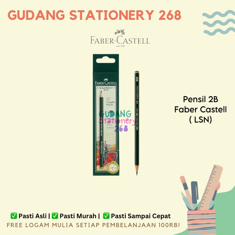 

Pensil 2B FABER CASTELL 9000 / Pencil 2B FABER CASTELL Original ( Lsn)