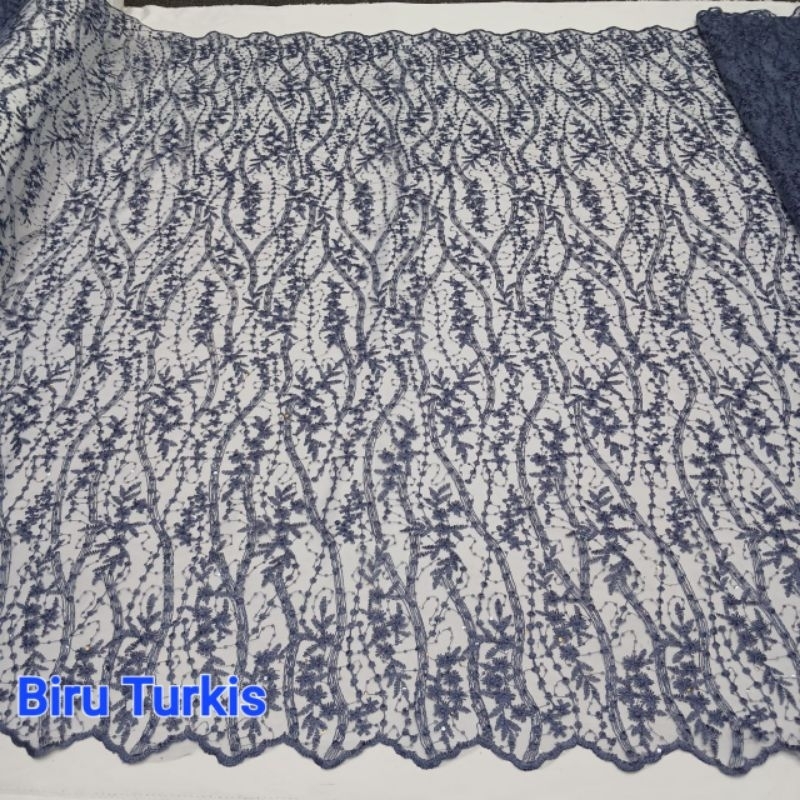 Bahan kain Tile Lace Akar Spider Pluss Spanggel