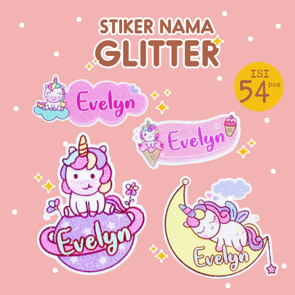 

Stiker Nama Glitter Waterproof | Stikernama Anak Sekolah Anti Air Tahan Lama Custom Nama