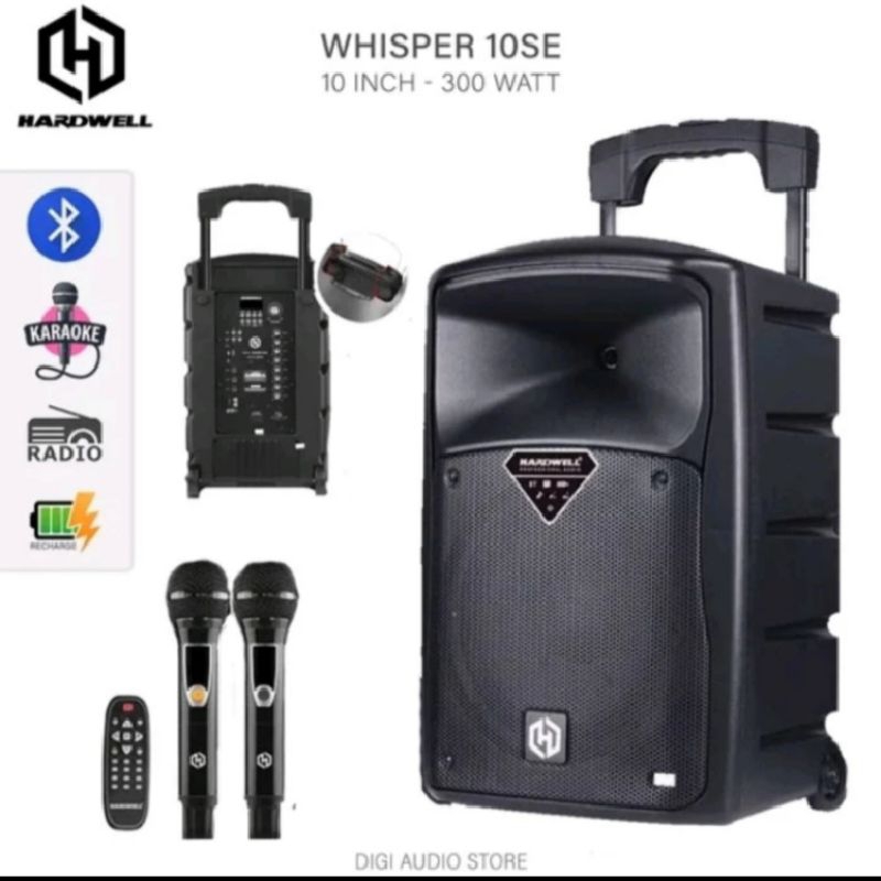 Speaker portable HARDWELL WHISPER 10SE ORI bluetooth 300 watt