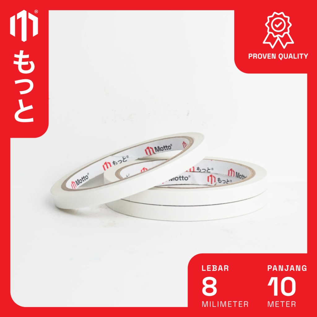 

Double Tape Kertas 8mm x 10 Meter - 1 Pcs/Roll (Satuan) - Motto Tape