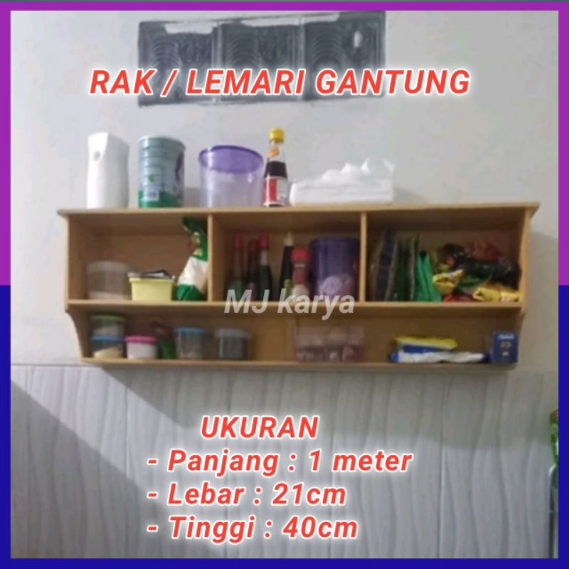 Rak Lemari Bumbu Dapur Gantung Dinding Kayu Astetik Serbaguna