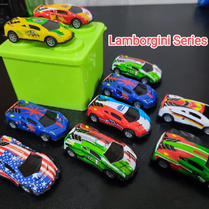(SERIES LAMBOR PREMIUM 10 MOBIL +BOK) mainan mobil anak Lamborghini pullback bisa jalan hadiah kado 