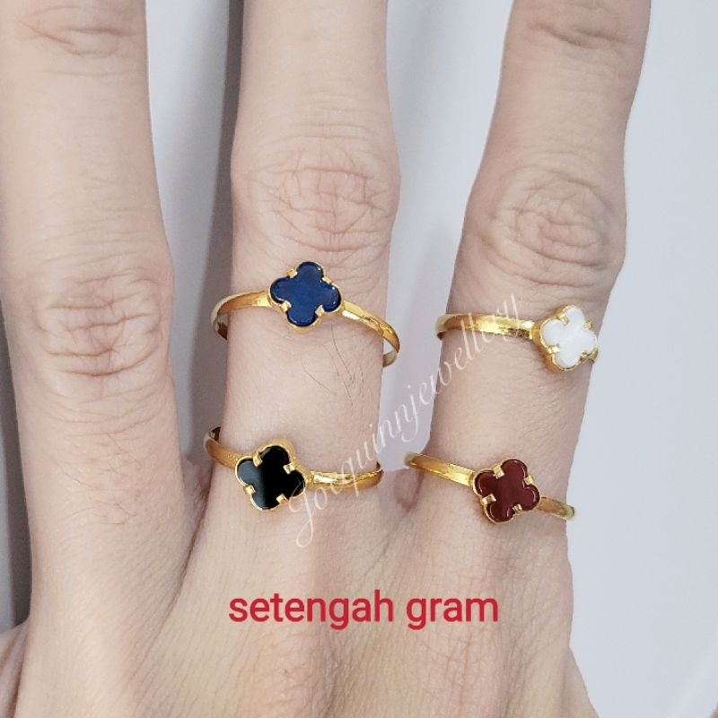 cincin clover batu setengah gram emas muda