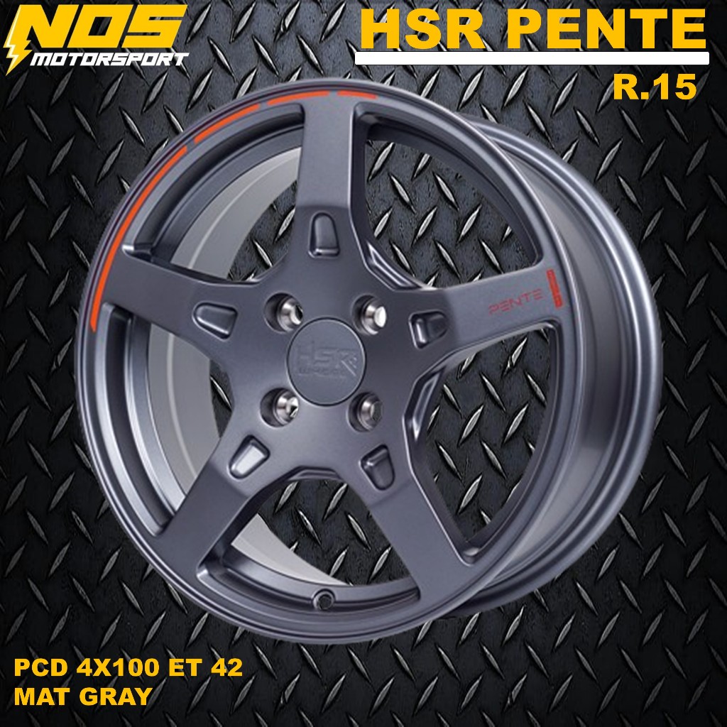 Velg racing hsr pente ring 15 cocok untuk vios,city,brio, lubang 4x100 grey,hitam