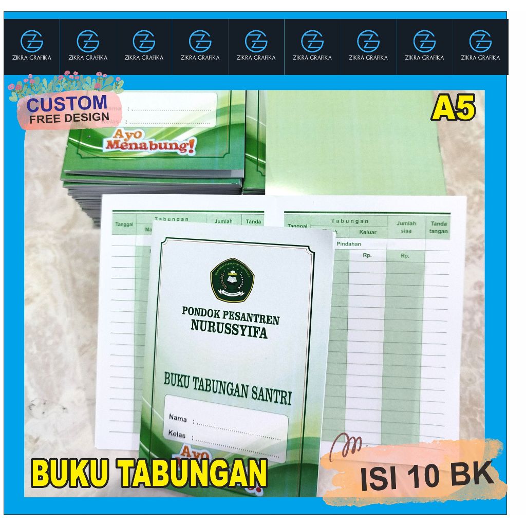 

BUKU TABUNGAN SEKOLAH FULL COLOR CUSTOM NAMA PAUD TK SD SMP SMA