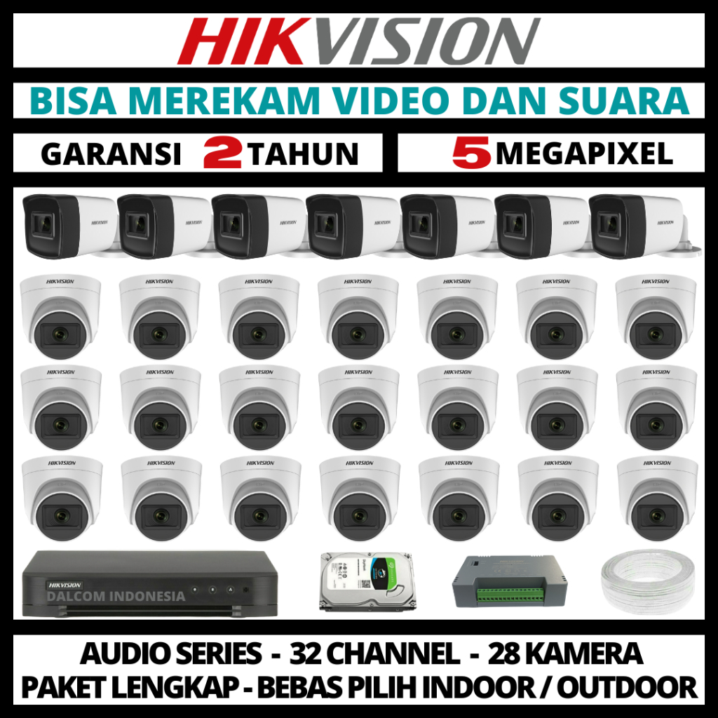 PAKET CCTV HIKVISION 5MP 3K 32 CHANNEL 28 CAMERA TURBO HD CAMERA CCTV & DVR FULL HIKVISION