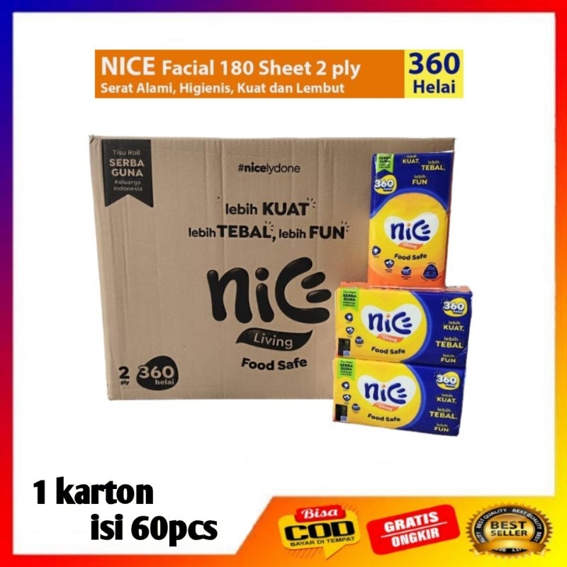 1 karton tisu nice 360 helai /60pcs tisu nice 180s / nice 1 karton / nice 1 kartun / nice 1 karton m