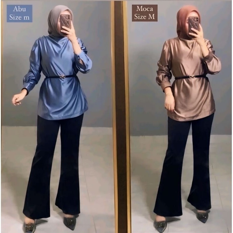 BLOUSE SATIN TERLARIS KEMEJA POLOS ATHENA ALL SIZE SILK SUPER PREMIUM M L XL SAMPAI JUMBO BAHAN IMPO