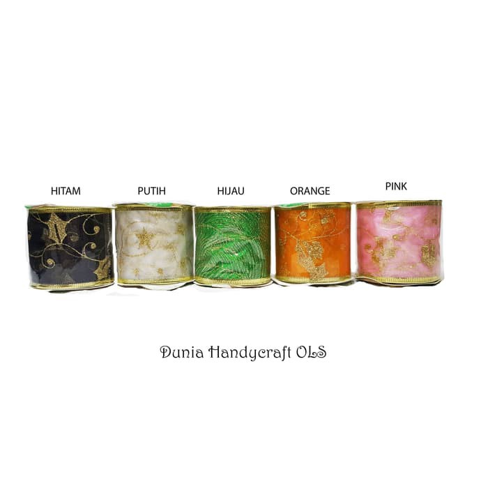 

NEW PROMO Pita Natal Bless 25 inch Lis Emas Berkawat Glitter Elegan Dekor