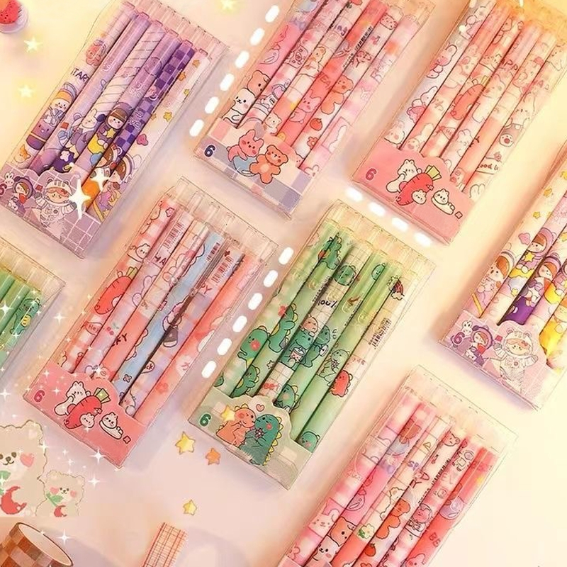 

Pulpen Gel / 1 Pak Berisi 6 Pulpen Gel Kartun / Pena Gel Mekanik Pola Lucu 0,5mm Hitam / Pulpen Gel Mekanik Lucu Karakter 6pcs / Ballpoint Mekanik Pulpen Sekolah Ballpoint Bolpen Kreatif Cute Pen Alat Tulis barang aesthetic