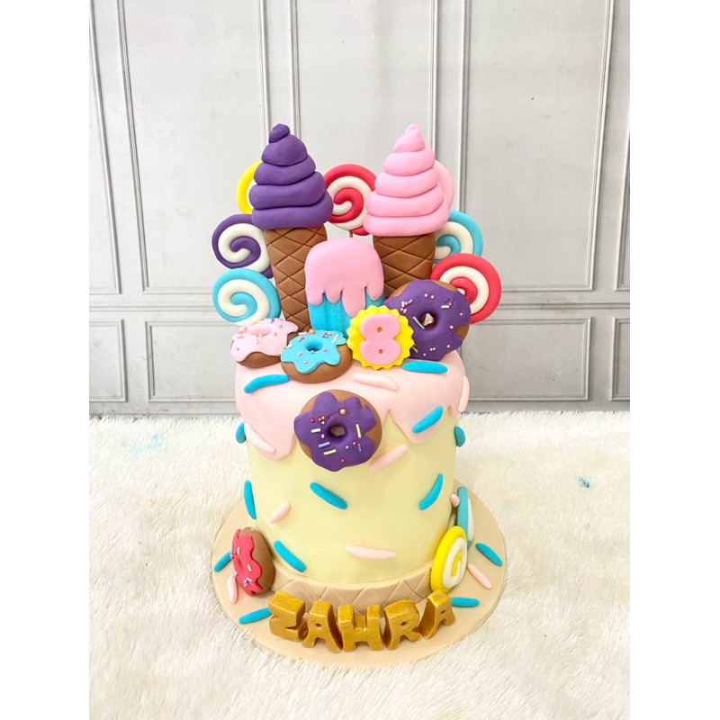 

Custom kue ulangtahun tema ice cream