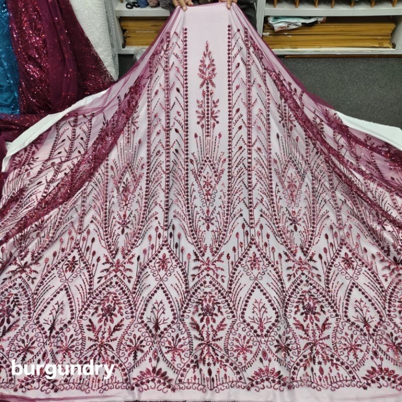 KAIN TULLE FULL PAYET JEPANG MOTIF ELISAB/KAIN TILLE FULL PAYET/KAIN KEBAYA FULL PAYET/KAIN TILLE PA