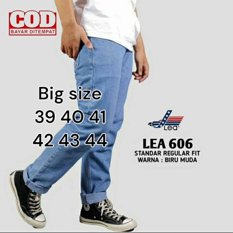 Celana jeans LEA jumbo big size 39 - 44 panjang pria model standar reguler