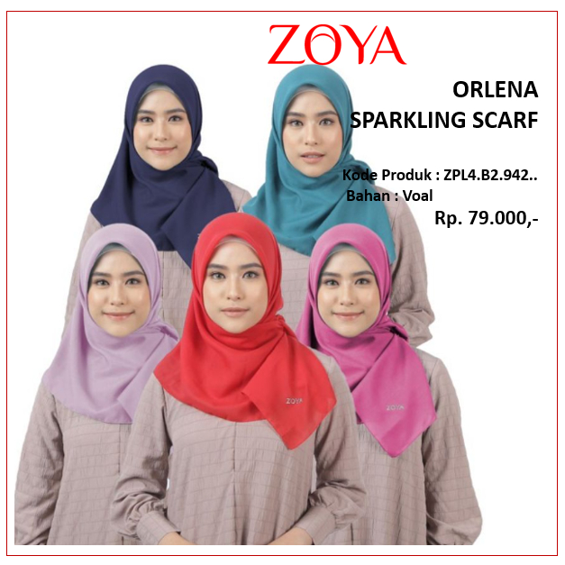 Zoya Orlena Sparkling Scarf-Hijab Segi Empat Sparkling Zoya