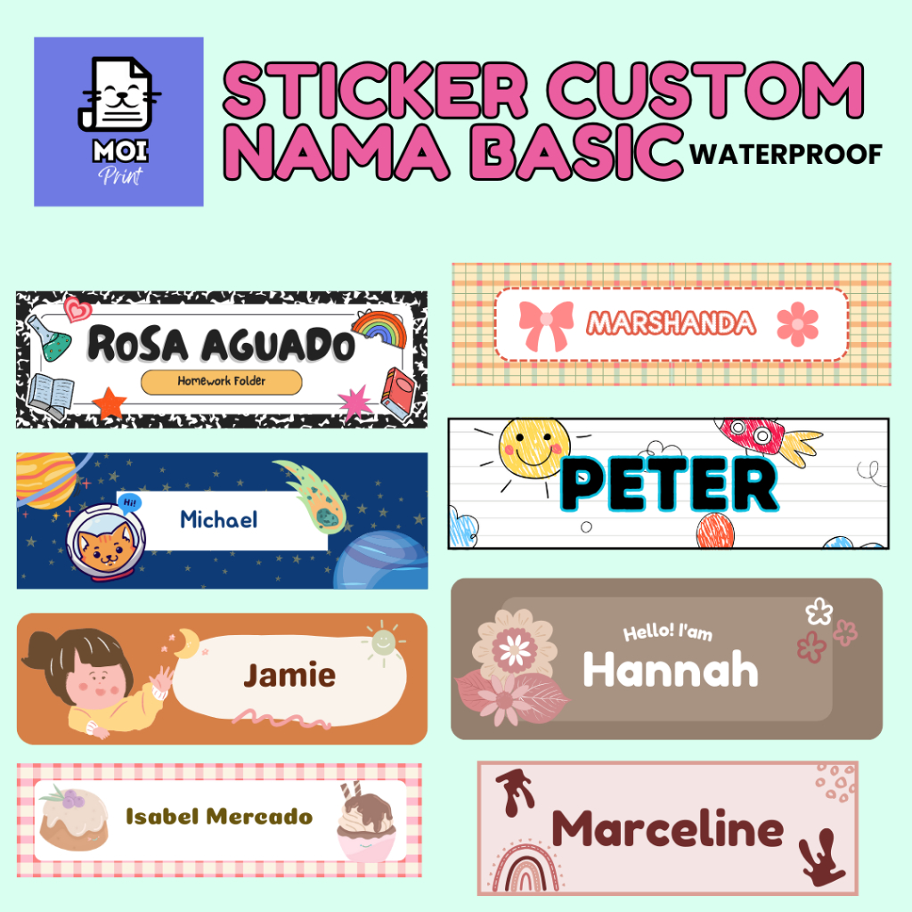 

Stiker Nama Custom / Stiker Nama Anak Murah / Label Nama Custom / Sticker Kartun