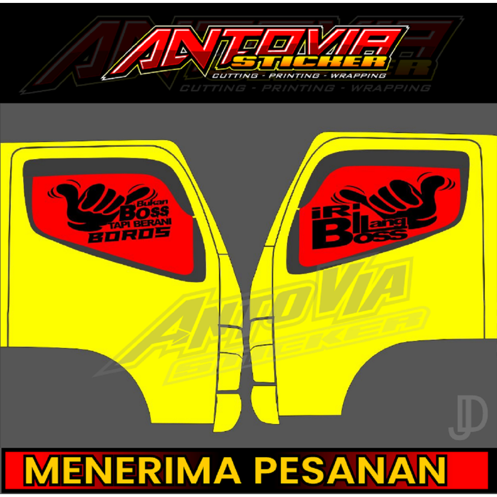 Stiker  Cut Bolong + Desain Tangan oleng + Bisa Custom Desain Bebas