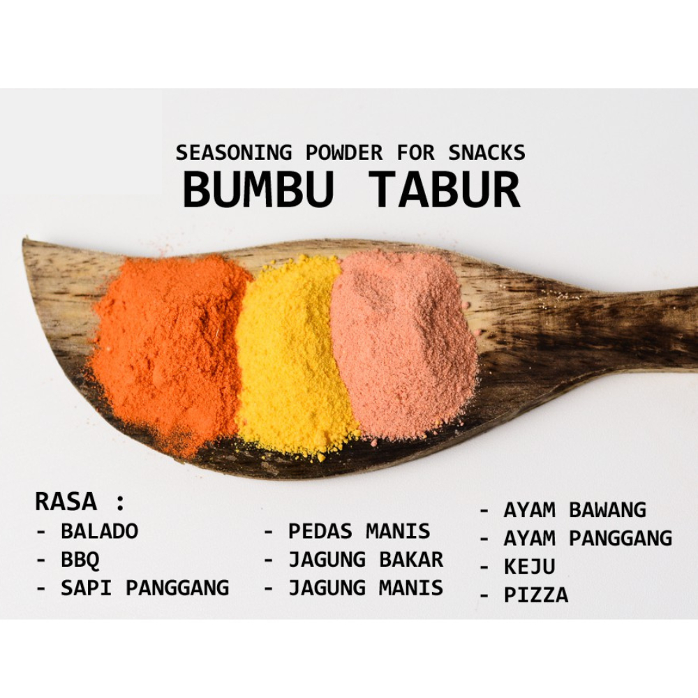 

Bumbu Tabur 100 gr Bumuna / Bumbu Tabur Snack Cemilan Makanan Rasa Balado BBQ Keju dll