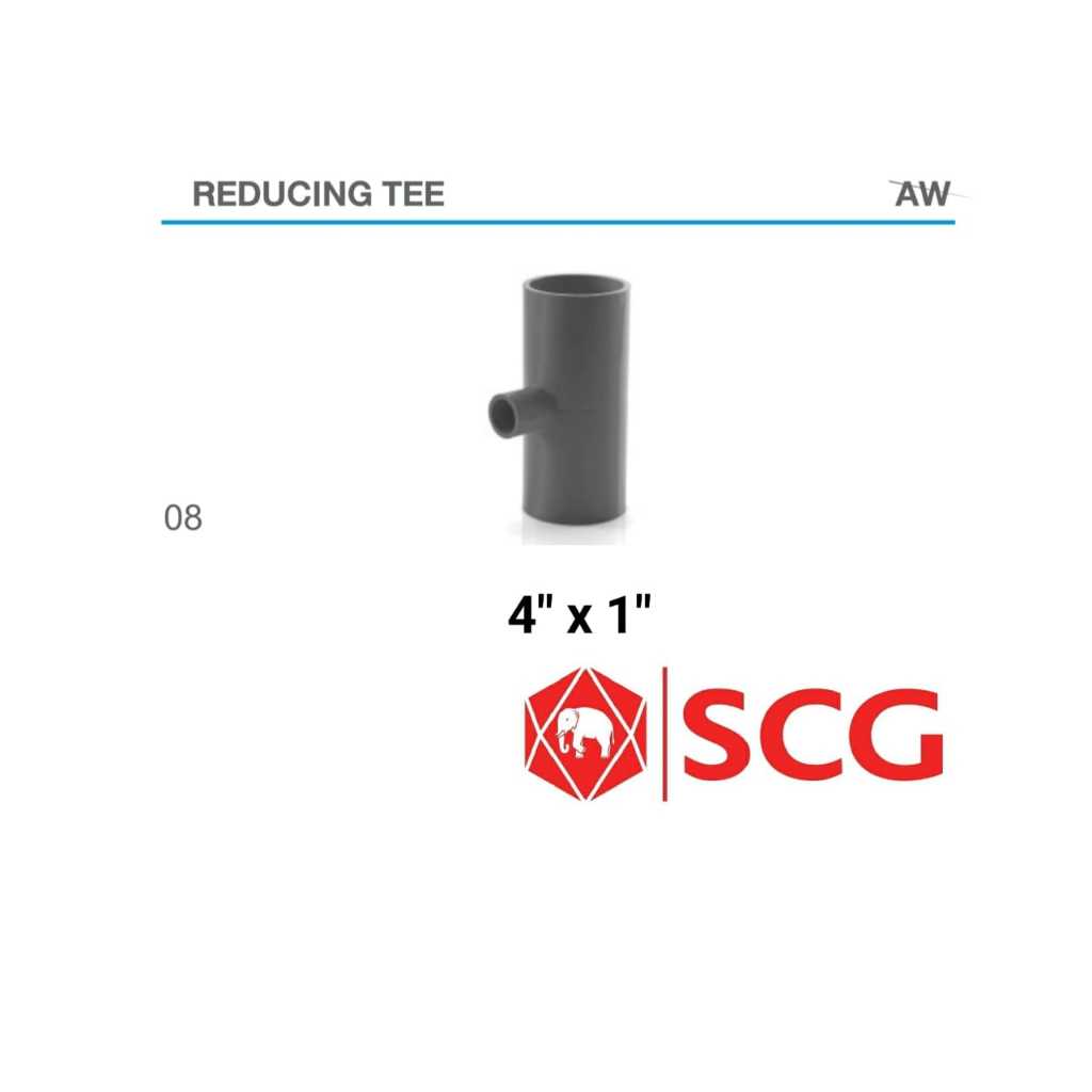 Reducer Tee / Verlop Tee / Sambungan Tee PVC 4" x 1" AW SCG