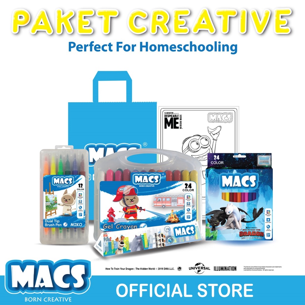 

Macs Paket Creative Paket Mewarnai Anak Pensil Warna Gel Crayon Pensil 2B Brush Pen Set