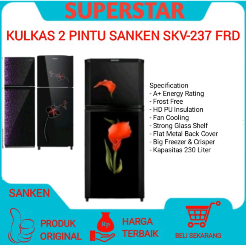Kulkas 2 Pintu Sanken SKV-237 FRD