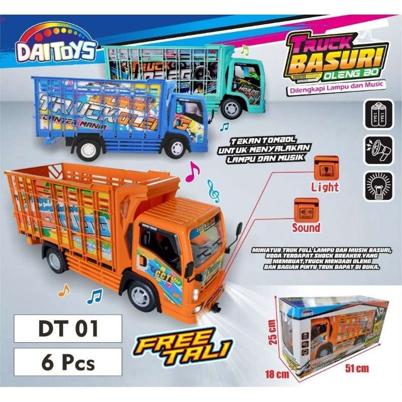 (BISA COD) TRUK BASURI JUMBO - Truk Oleng Jumbo Basuri Bunyi Telolet Nyala Lampu Pakai Baterai - Mai
