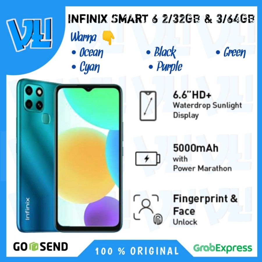 HP Infinix Smart 6 Ram 3gb 3/64GB - Garansi Resmi