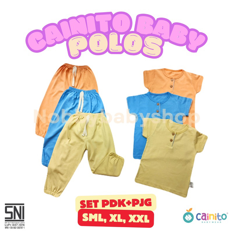 CAINITO BABY WEAR - Ew Polos - Setelan Oblong Pendek Celana Panjang (Jogger) Kancing Dada