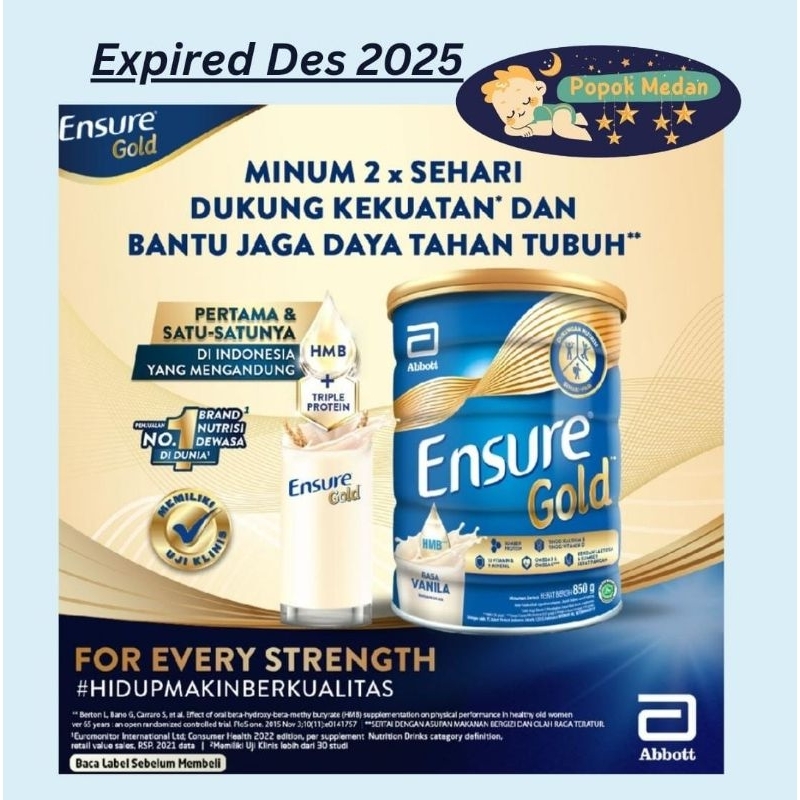 

Ensure Gold HMB Vanila 850gr Nutrisi Dewasa Rendah Laktosa