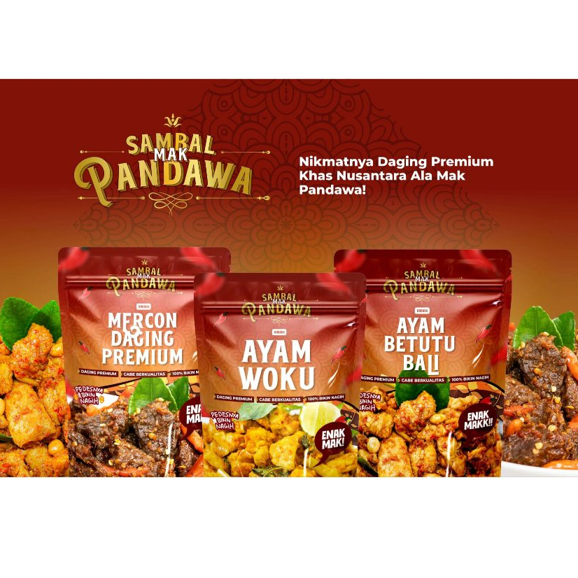 

Sambal Mak Pandawa dengan Mercon Daging Premium, Ayam Betutu Bali, dan Ayam Woku 100g & 200g