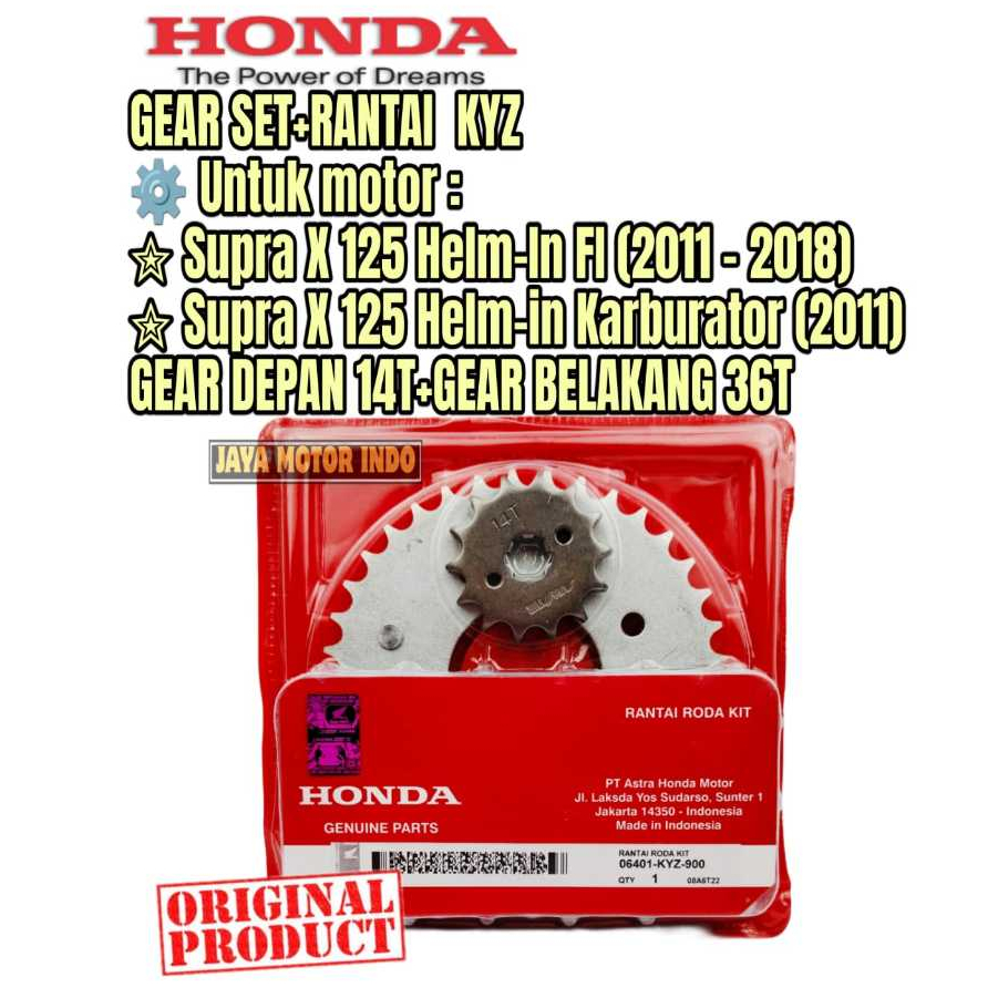 GEAR SET HONDA SUPRA X 125 HELM-IN ASLI ORIGINAL HONDA KYZ