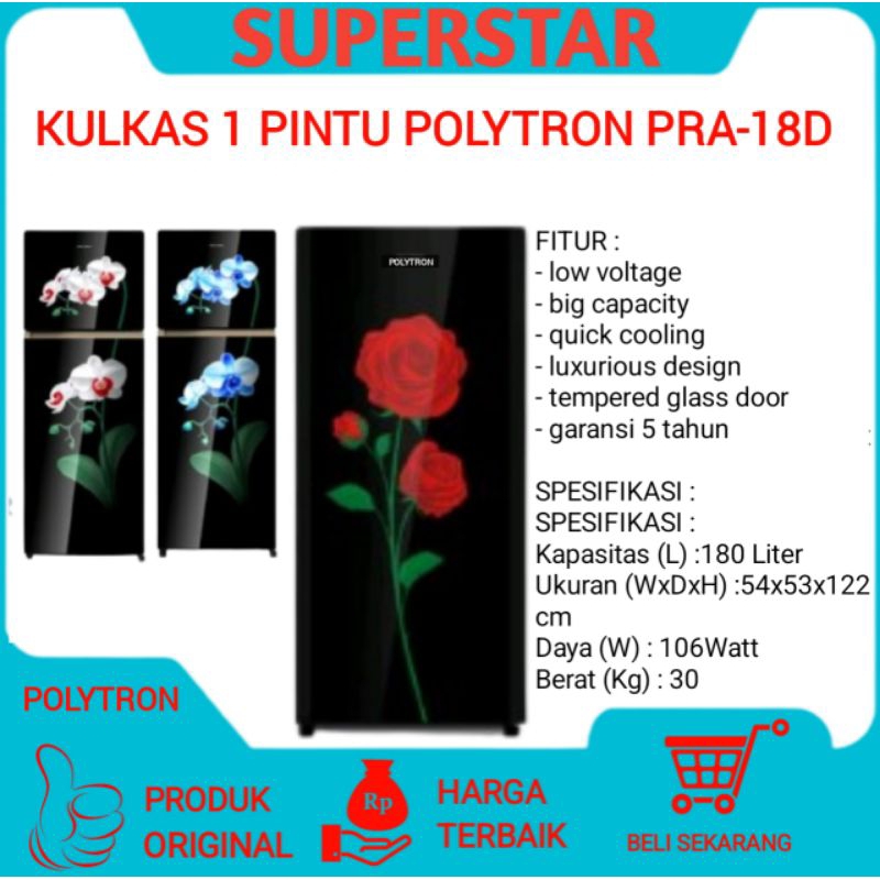 Kulkas polytron satu pintu Prb-18d