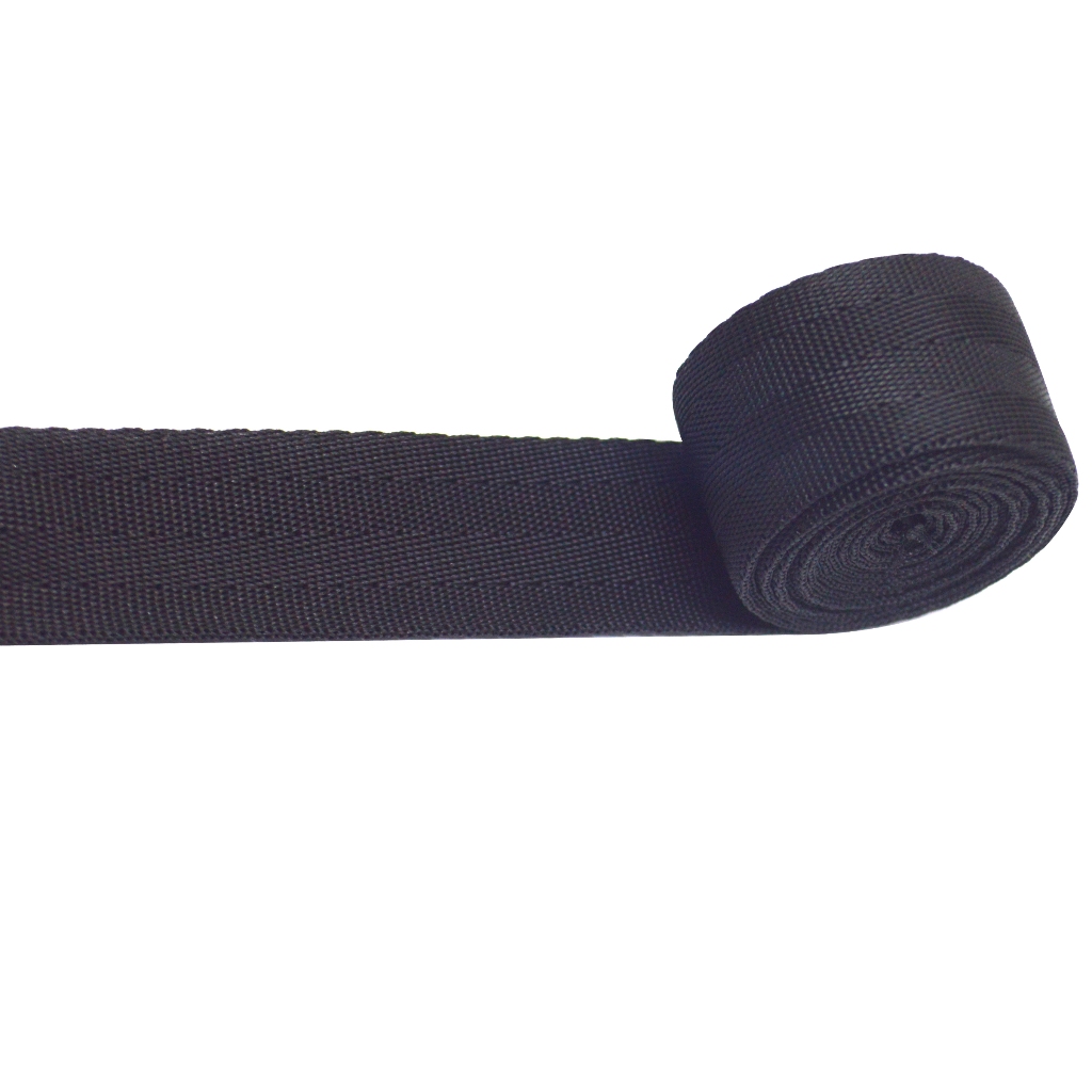 1 Roll Tali Webbing KTB 2.5 Cm Hitam - Tali Seatbelt - Strap Tas
